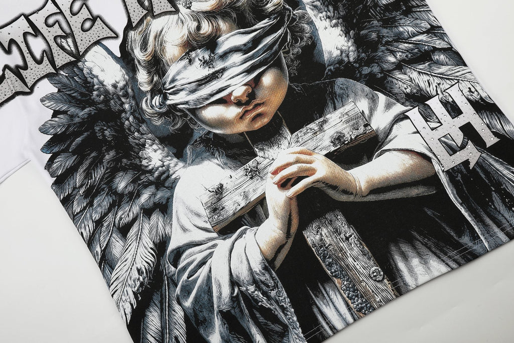 Life Hustlere LIFE HUSTLERS Angel Graphic T-Shirt - White/Black ¡ª detail