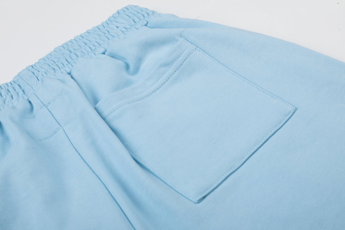 Sp5der Raised Graphic Raw Hem Shorts ¡ª detail