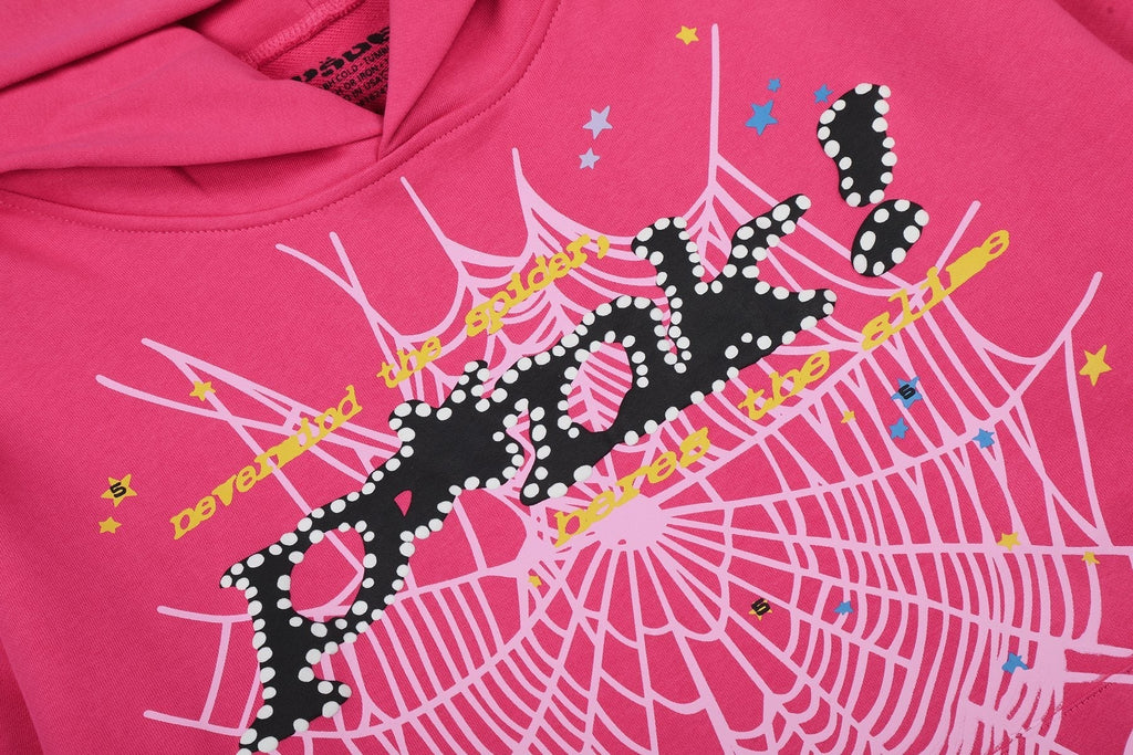 Sp5der Pink Spiderweb Graphic Matching Set ¡ª detail