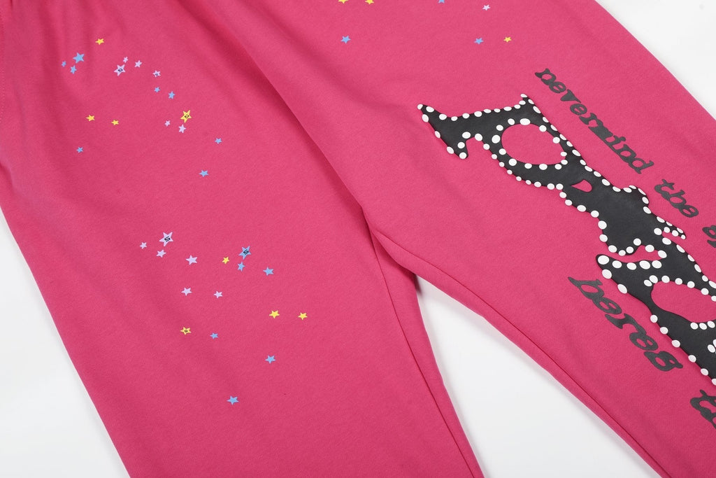 Sp5der Pink Spiderweb Hoodie & Jogger Matching Set ¡ª detail