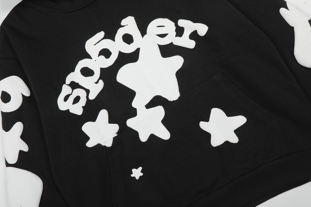 Sp5der Black Graphic Hoodie & Jogger Matching Set ¡ª detail