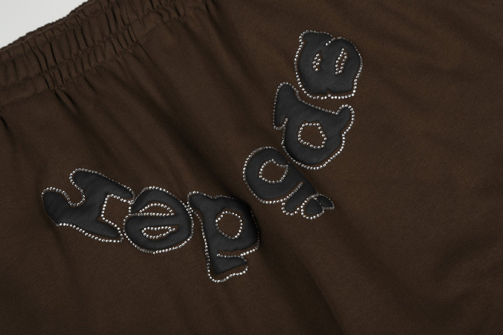 Sp5der Brown Spiderweb Hoodie & Sweatpants Matching Set ¡ª detail