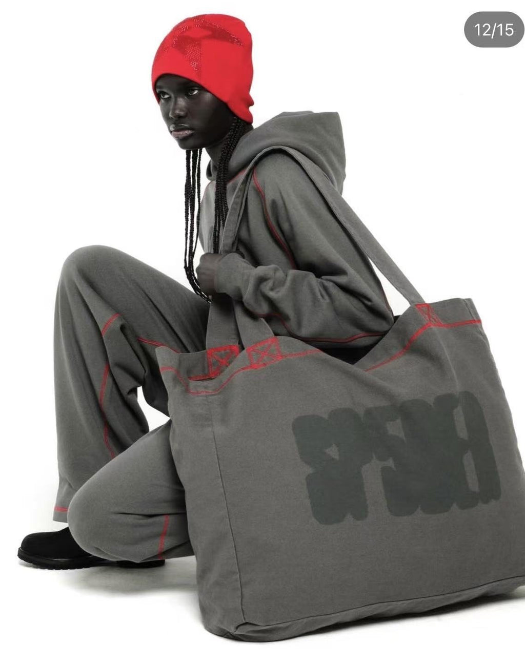 Sp5der Charcoal Gray Hoodie & Sweatpants Matching Set ¡ª context