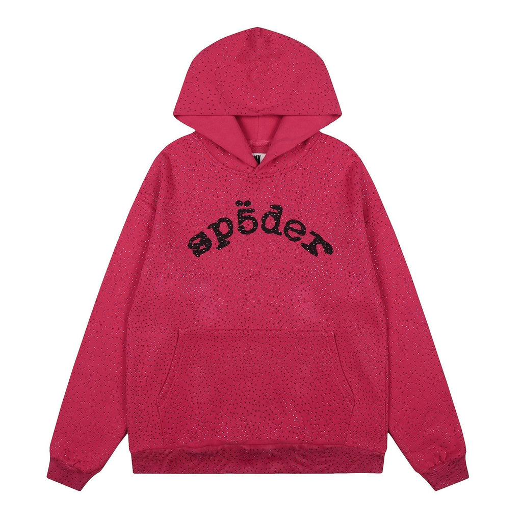 Sp5der Rhinestone Hoodie & Pants Matching Set ¡ª front