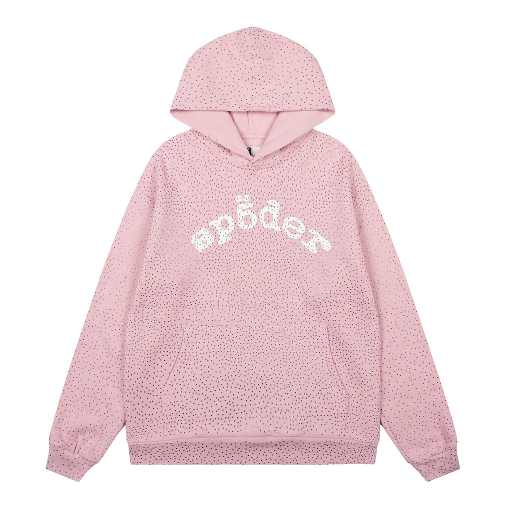 Sp5der Rhinestone Hoodie & Pants Matching Set ¡ª front