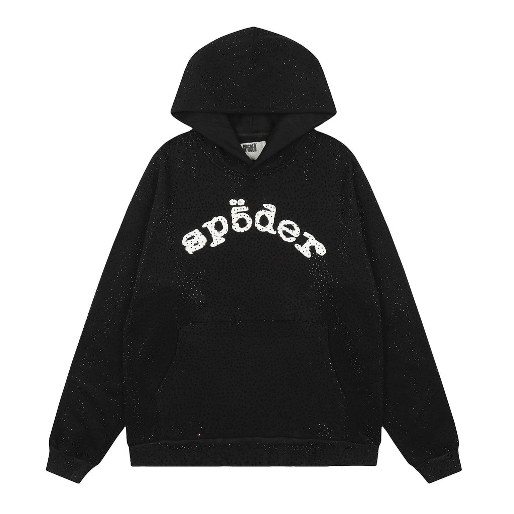 Sp5der Rhinestone Hoodie & Pants Matching Set ¡ª front