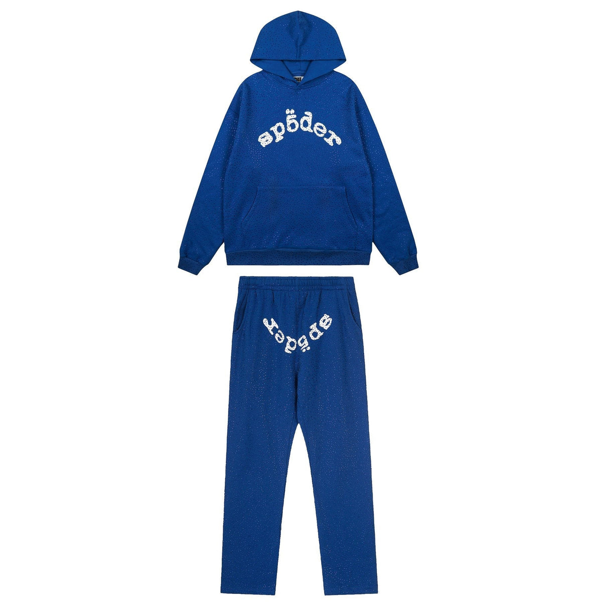 Sp5der Rhinestone Hoodie & Pants Matching Set ¡ª front