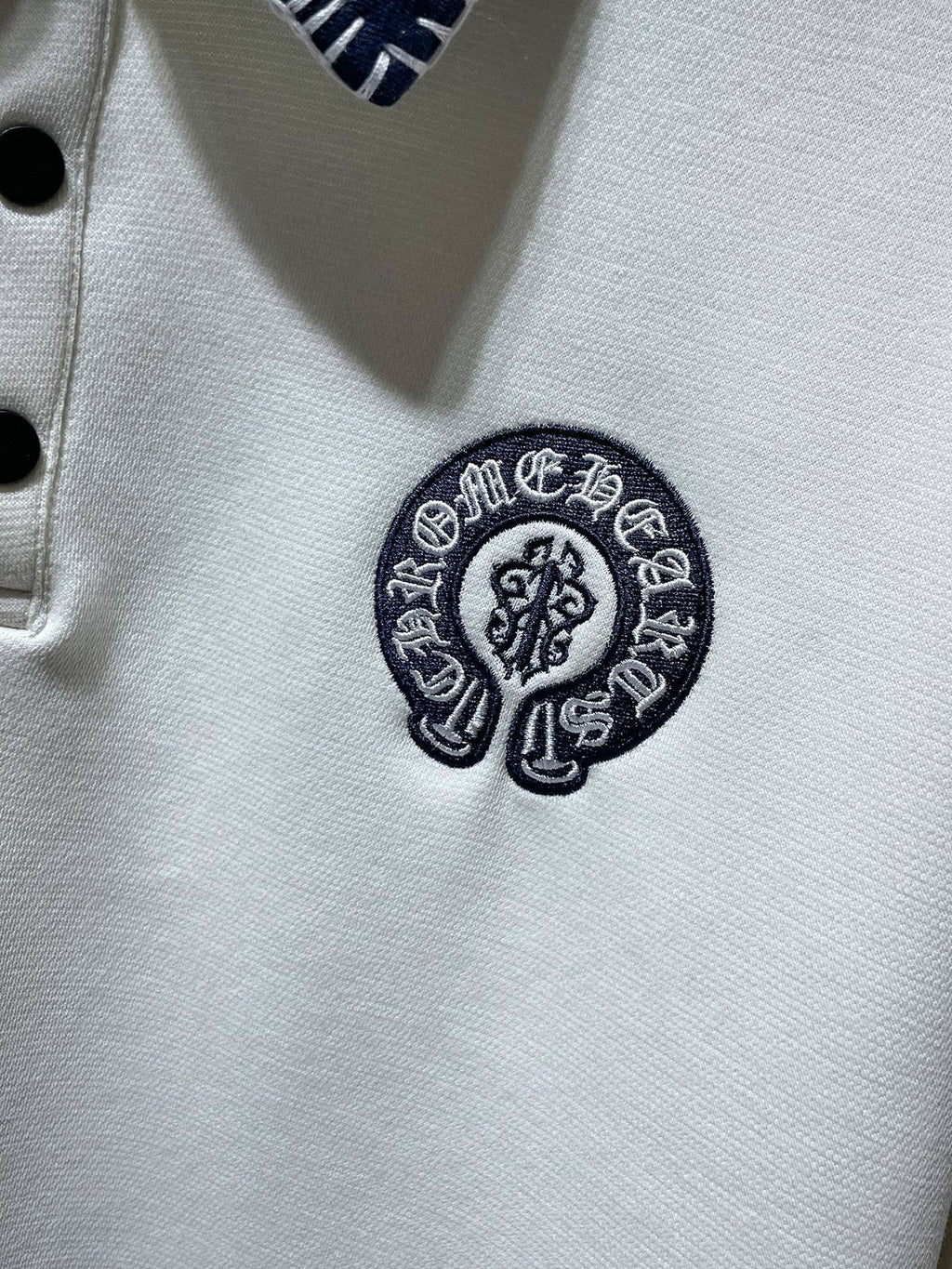 Chrome Hearts Ivory Contrast-Collar Polo Shirt ¡ª detail