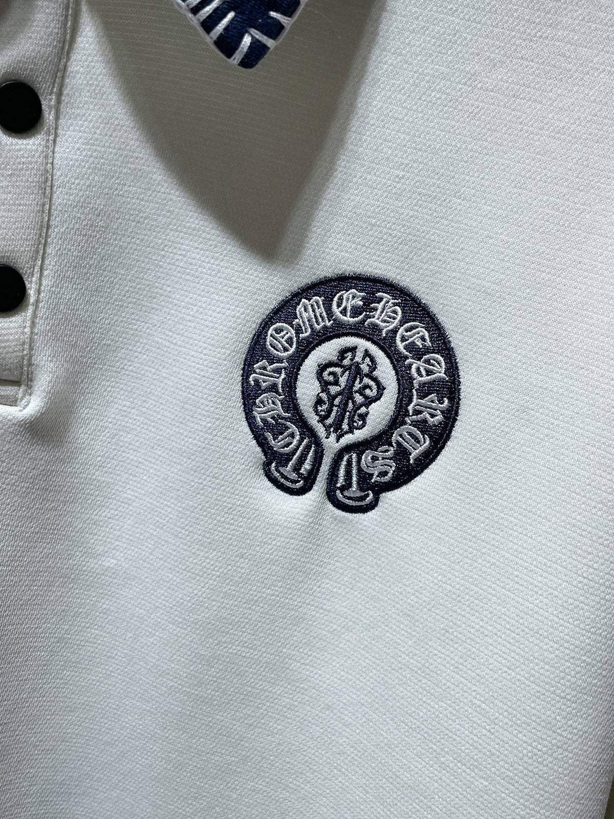 Chrome Hearts Ivory Contrast-Collar Polo Shirt ¡ª detail