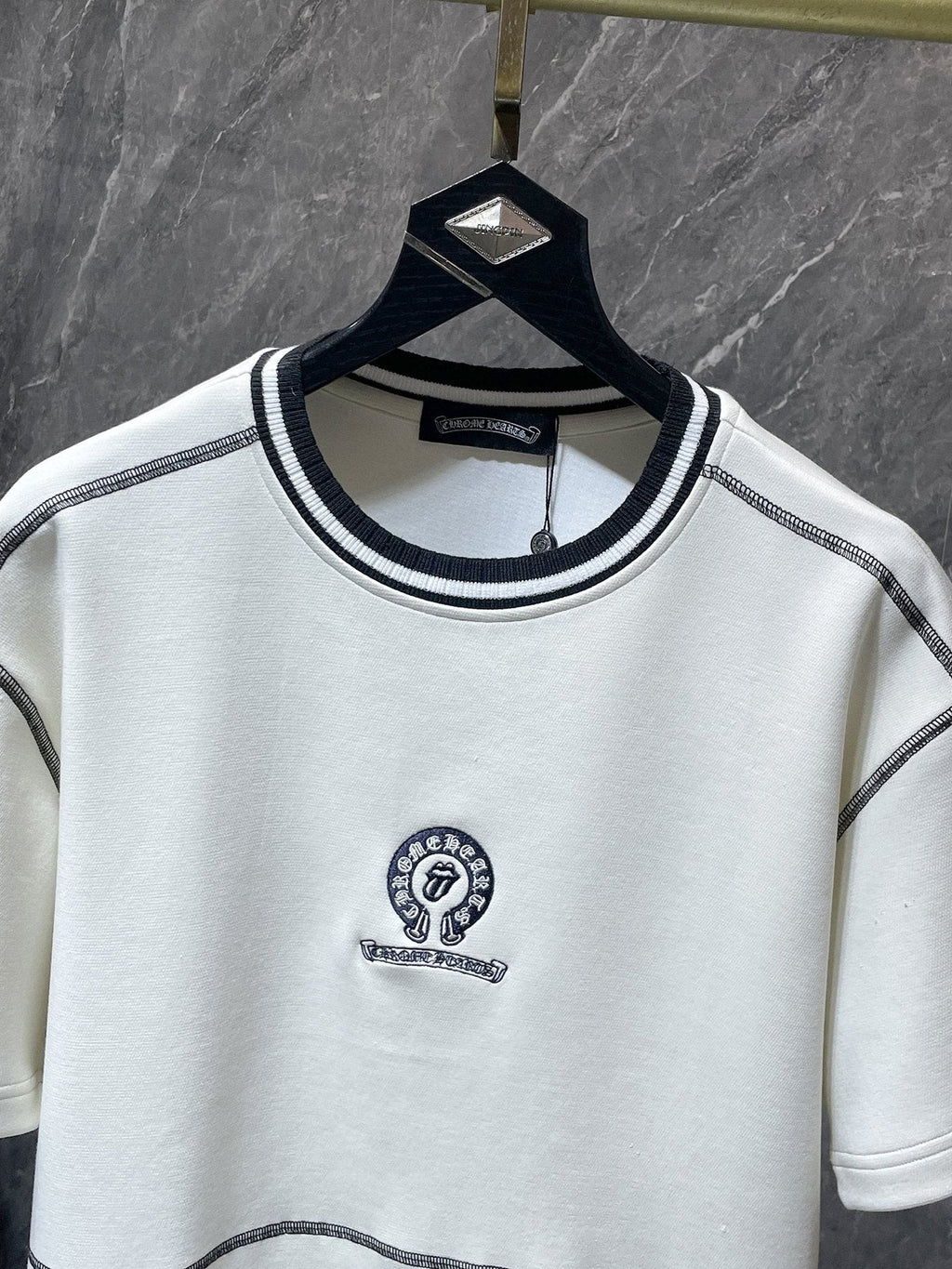 Chrome Hearts Off White Contrast Stitch T-Shirt ¡ª detail