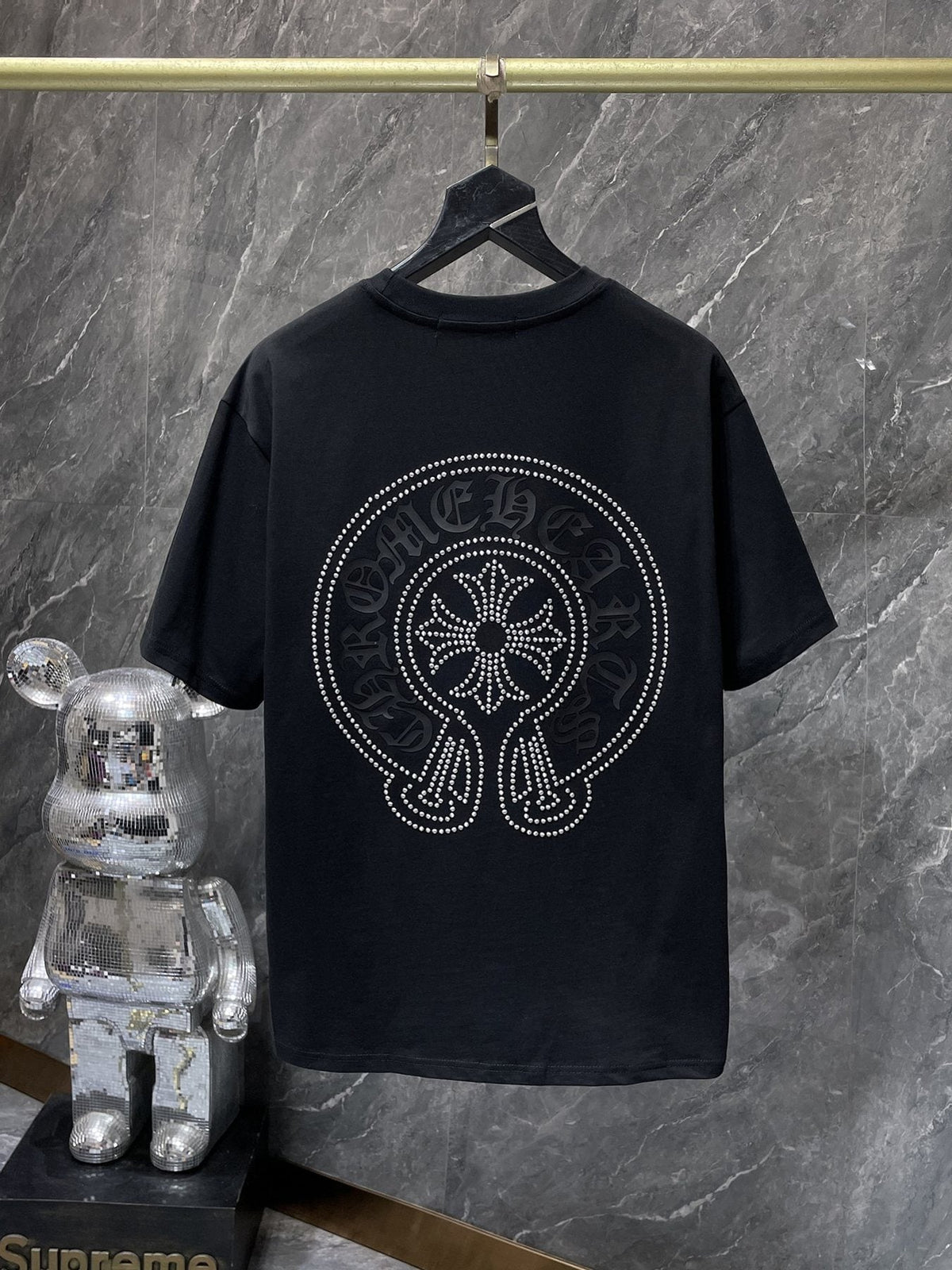 Chrome Hearts Rhinestone Cross Horseshoe Graphic T-Shirt ¡ª back