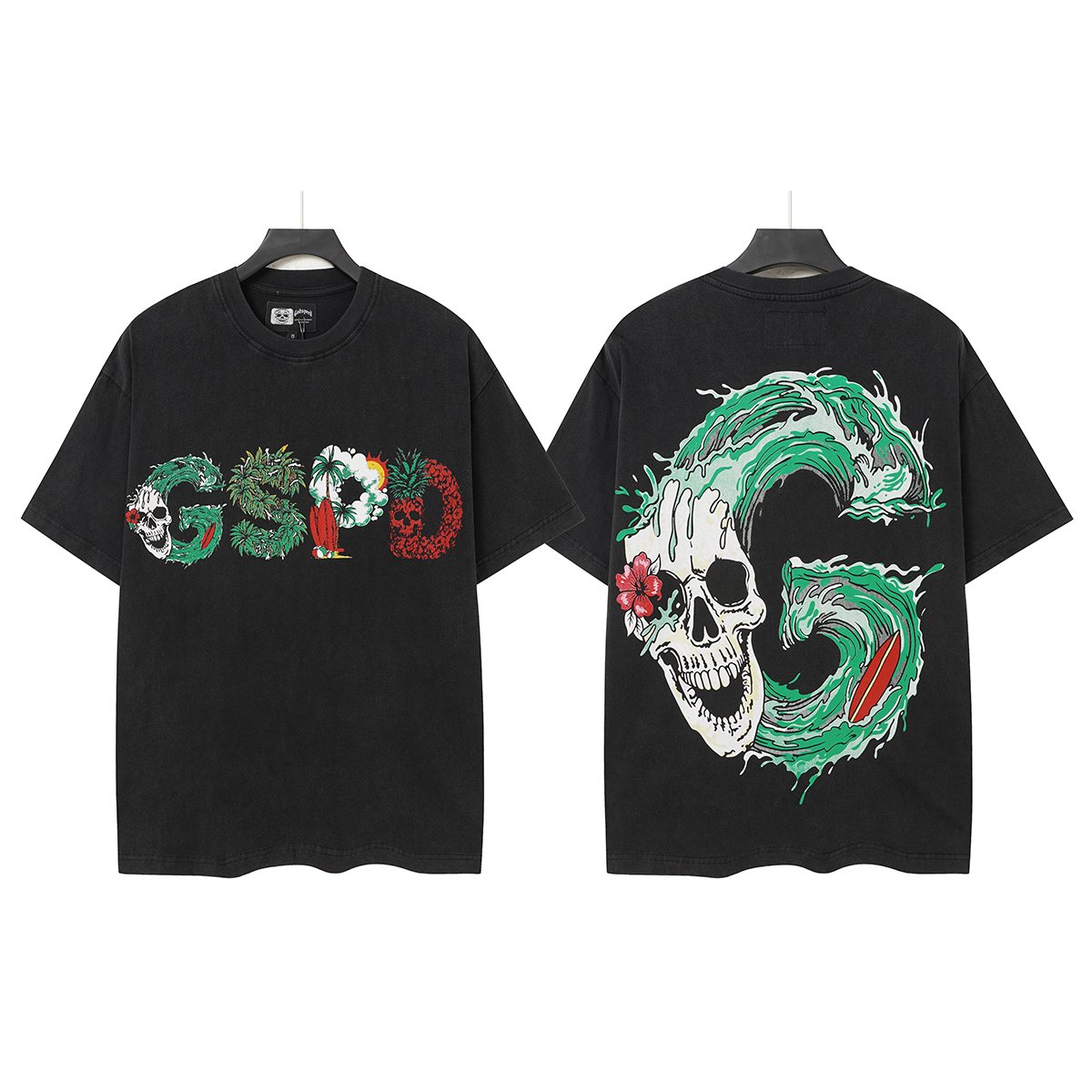 Godspeed Tropical Skull Wave Graphic T-Shirt ¡ª hero