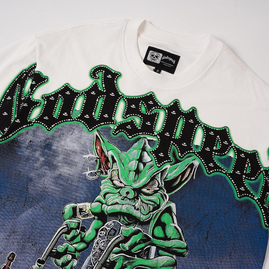 Godspeed Green Cart Character Graphic T-Shirt ¡ª detail
