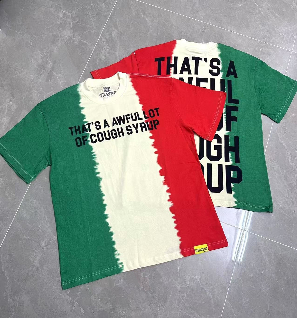 THAT'S A AWFUL LOT OF COUGH SYRUP Tri-Panel Graphic T-Shirt ¡ª comparison