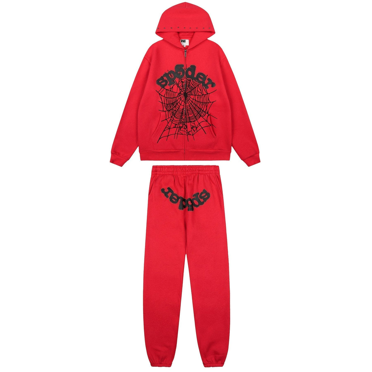 Sp5der Spiderweb Graphic Zip Hoodie & Sweatpants Matching Set ¡ª hero
