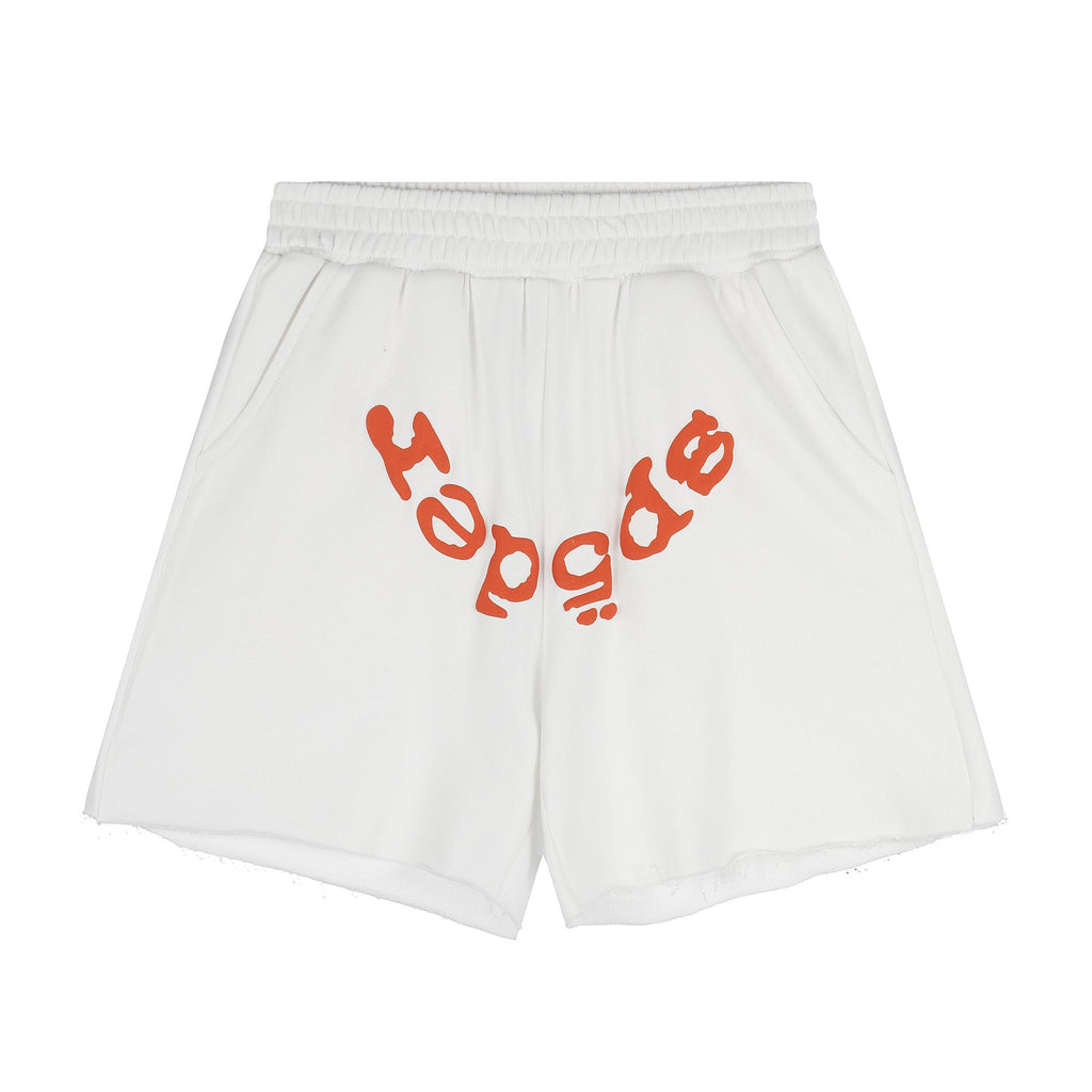 Sp5der Curved Wordmark Raw-Hem Shorts ¡ª hero