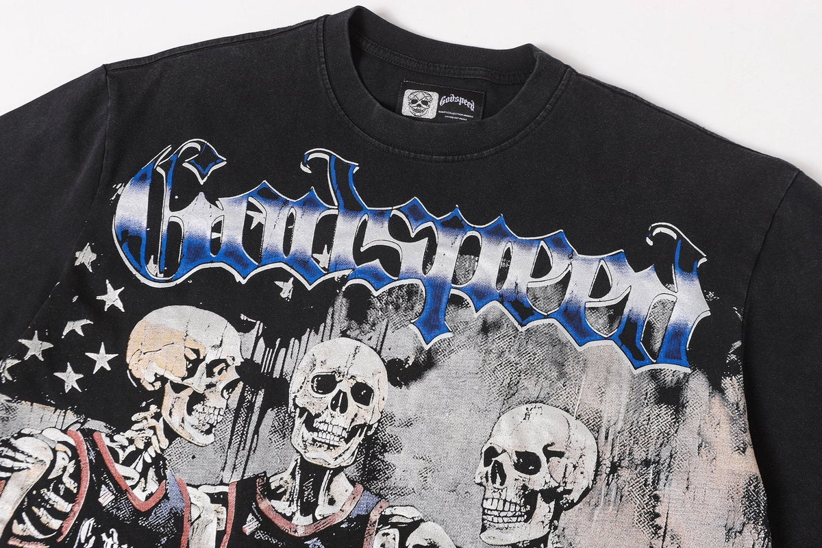 Godspeed Skeleton Basketball Number 14 T-Shirt ¡ª detail