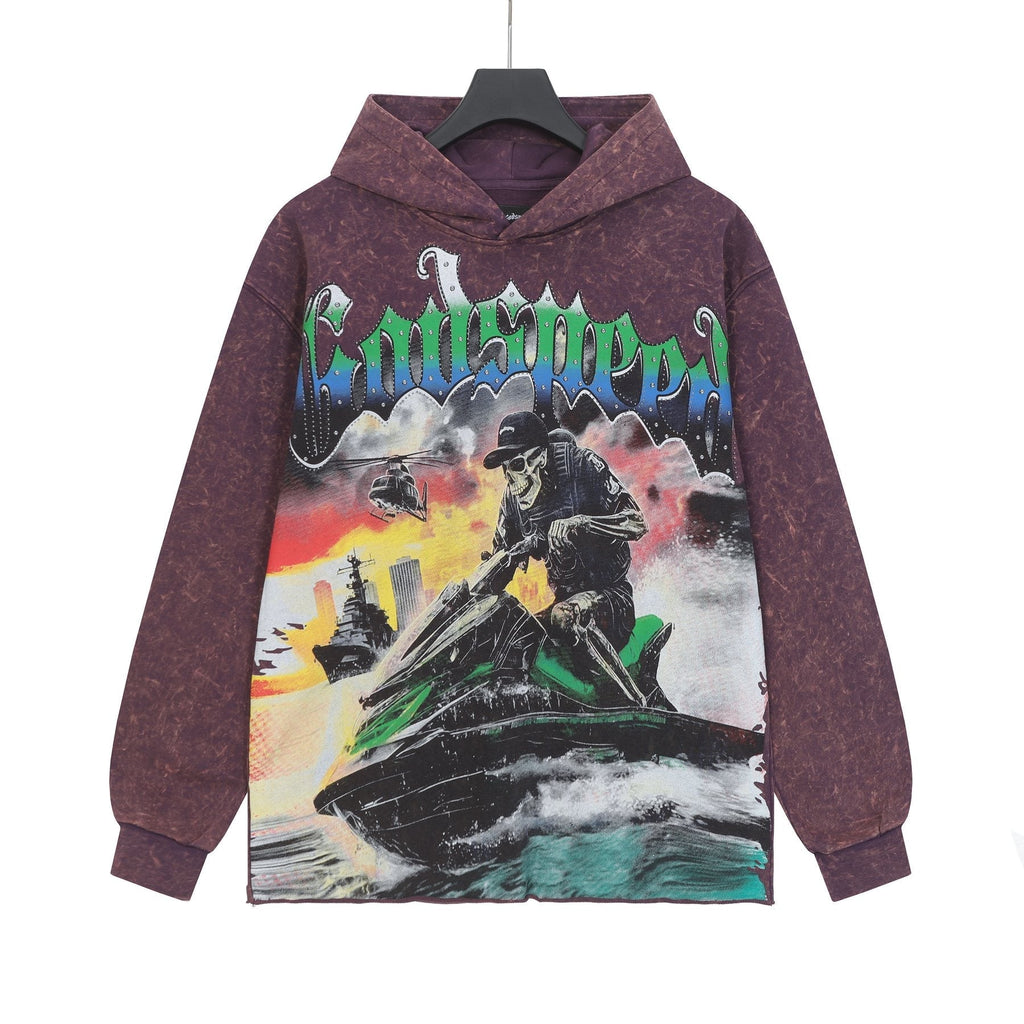 Godspeed Jet Ski Graphic Acid-Wash Hoodie ¡ª hero