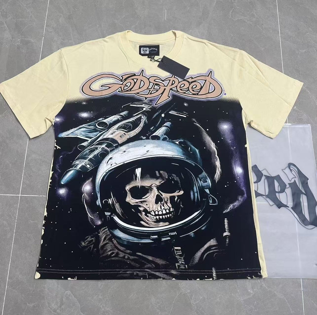 Godspeed Out of Many One Astronaut Skull Graphic T-Shirt ¡ª front