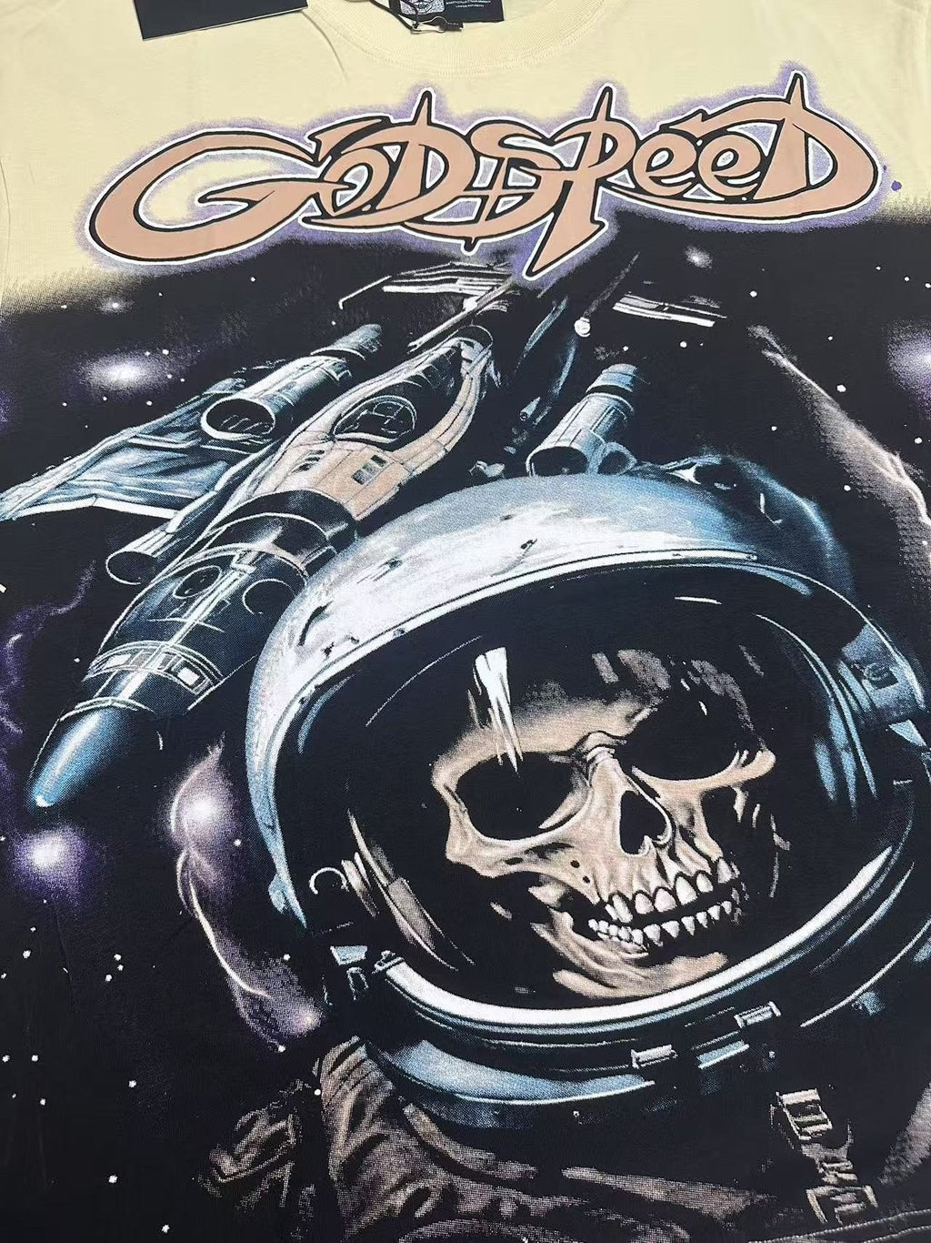 Godspeed Out of Many One Astronaut Skull Graphic T-Shirt ¡ª detail