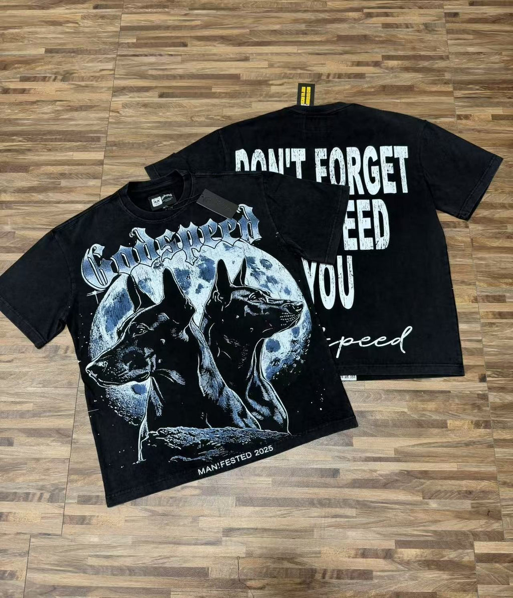 Godspeed Doberman Moon Graphic T-Shirt ¡ª context