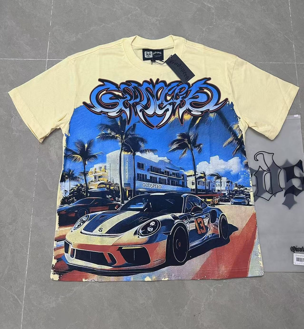 Godspeed Eye Sun Car Palm Graphic T-Shirt ¡ª front