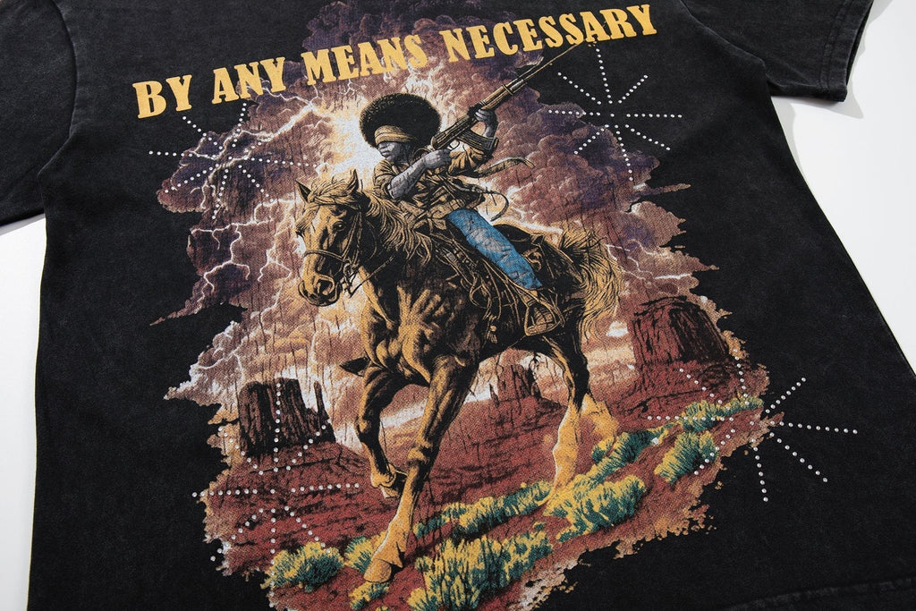 SUPPLY TEE By Any Means Necessary Western Rider Graphic T-Shirt ¡ª detail