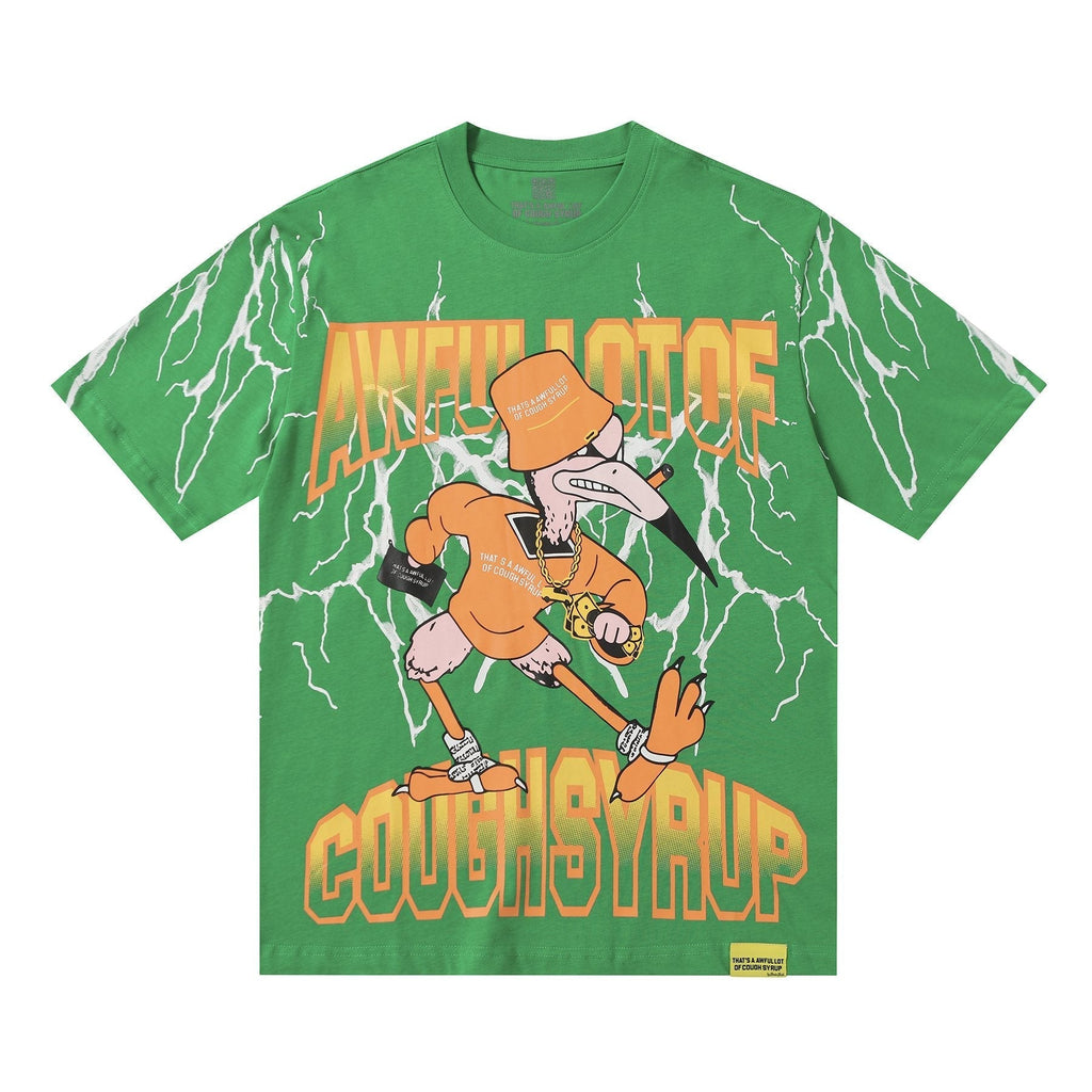THAT'S A AWFUL LOT OF COUGH SYRUP Lightning Cartoon Graphic T-Shirt ¡ª front