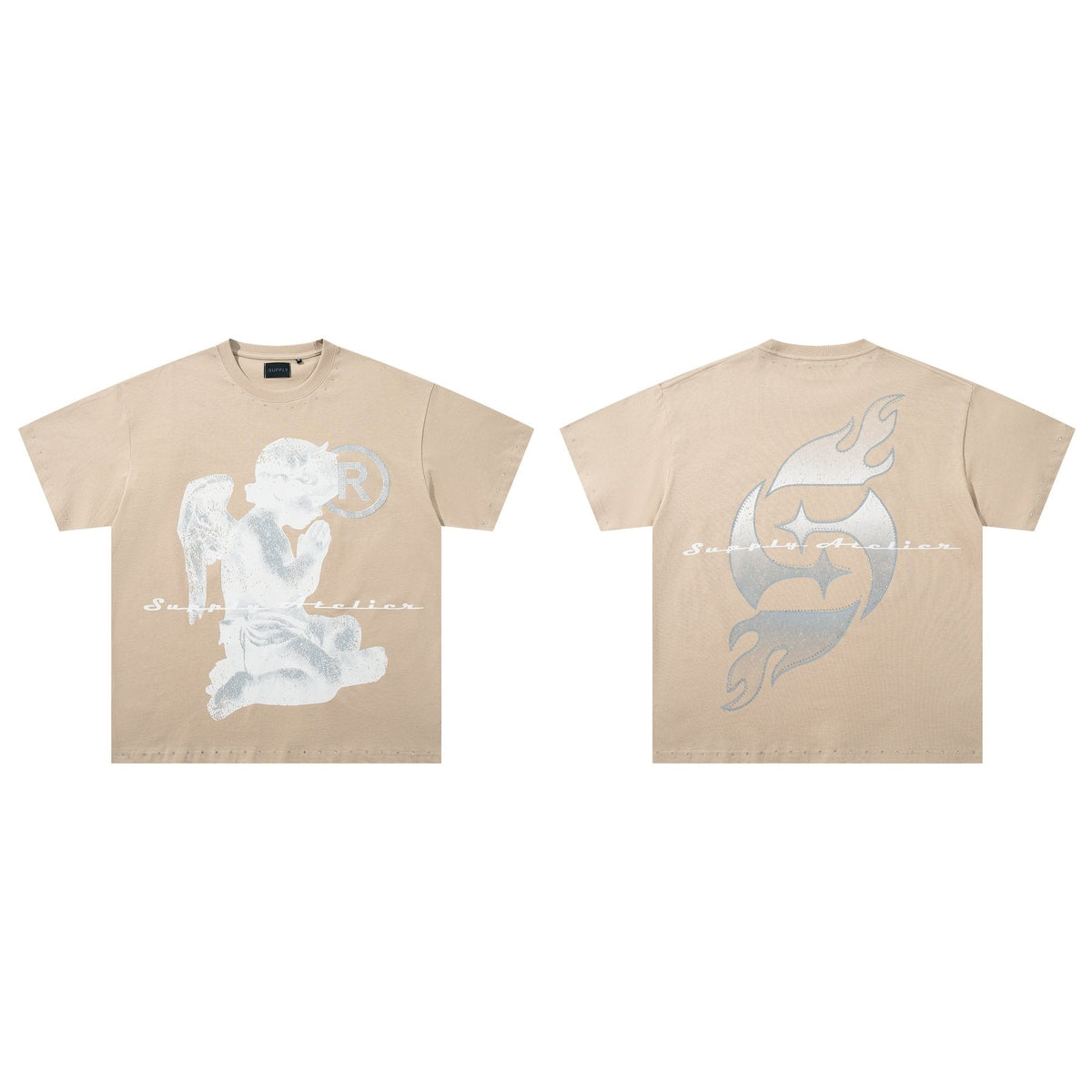 SUPPLY TEE Stud-Trim Flame Graphic T-Shirt ¡ª hero