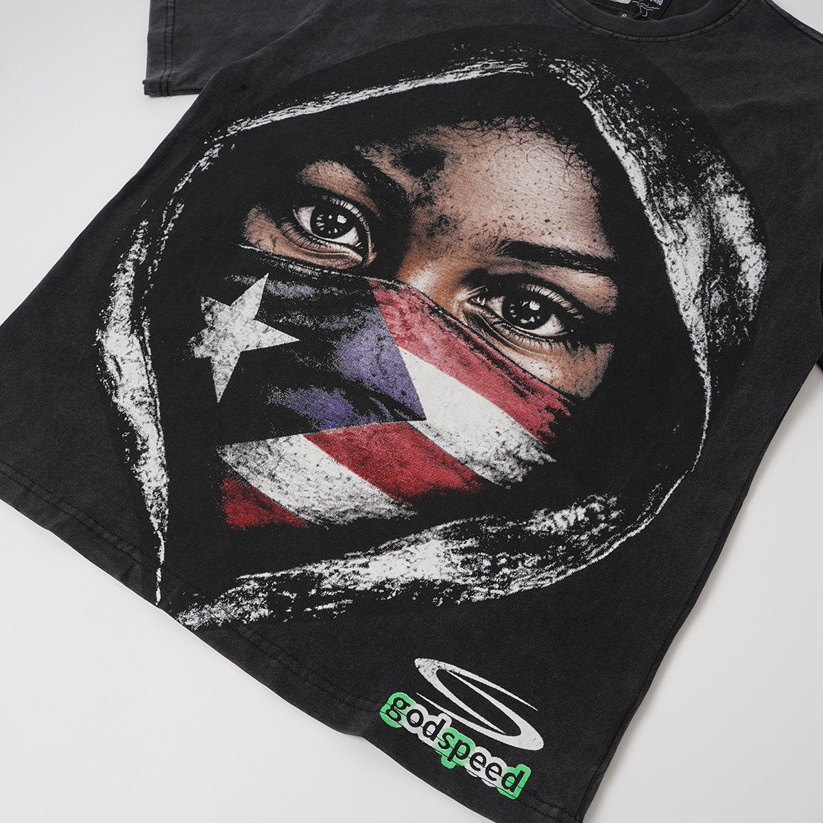 Godspeed Hooded Flag Portrait Graphic T-Shirt ¡ª detail