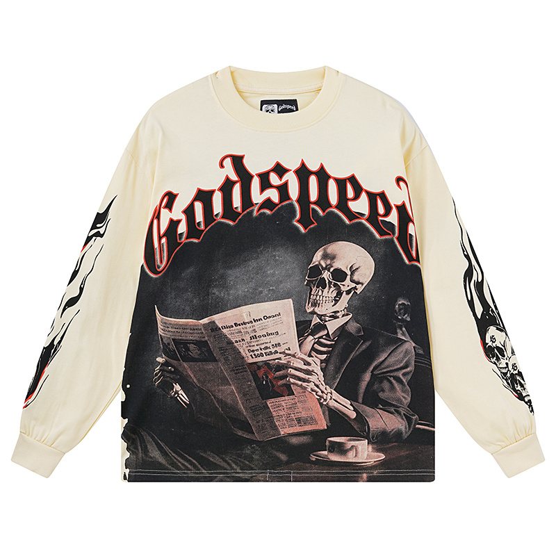 Godspeed Black Monday Skeleton Newspaper Long-Sleeve T-Shirt ¡ª hero