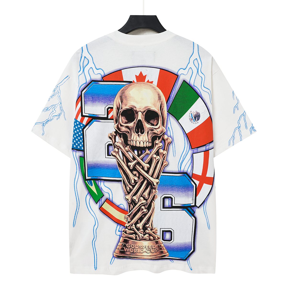 Godspeed World Cup 2026 Skull Soccer Graphic T-Shirt ¡ª back