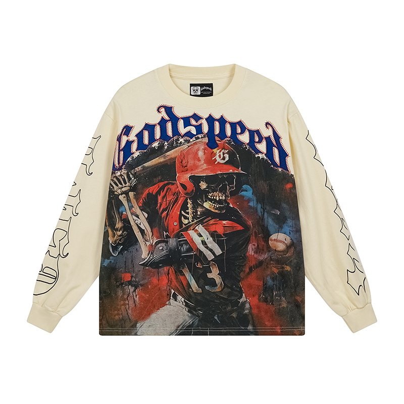 Godspeed Baseball Skeleton Graphic Long-Sleeve T-Shirt ¡ª hero