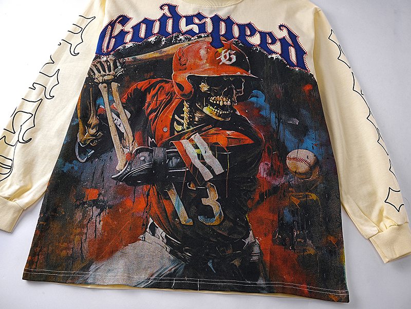 Godspeed Baseball Skeleton Graphic Long-Sleeve T-Shirt ¡ª detail