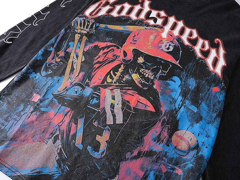 Godspeed Baseball Skeleton Graphic Long-Sleeve T-Shirt ¡ª detail