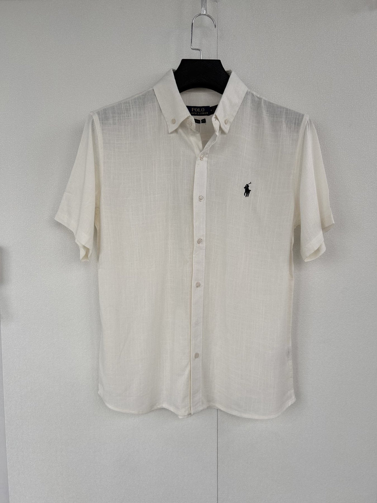 Test2-Ralph Lauren Ivory Linen Short-Sleeve Button-Front Shirt ¡ª front