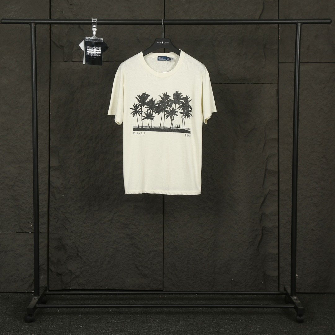 Test2-Ralph Lauren Palm Tree Slub Cotton T-Shirt ¡ª front