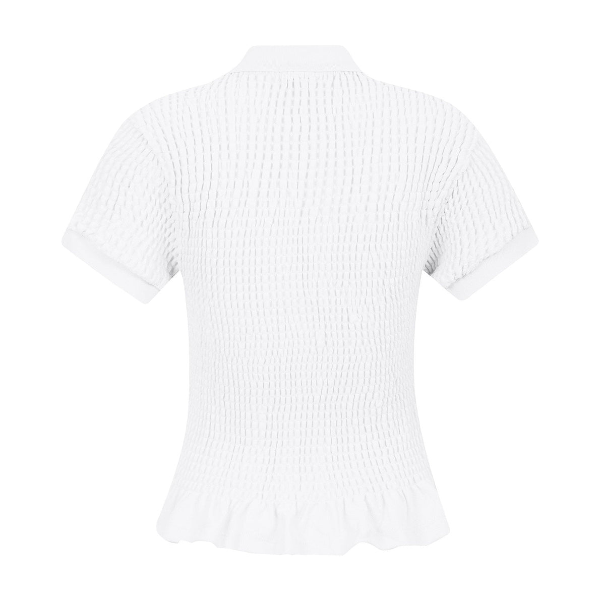 Test2-Ralph Lauren Ruffled-Hem Piqu¨¦ Polo Top ¡ª back