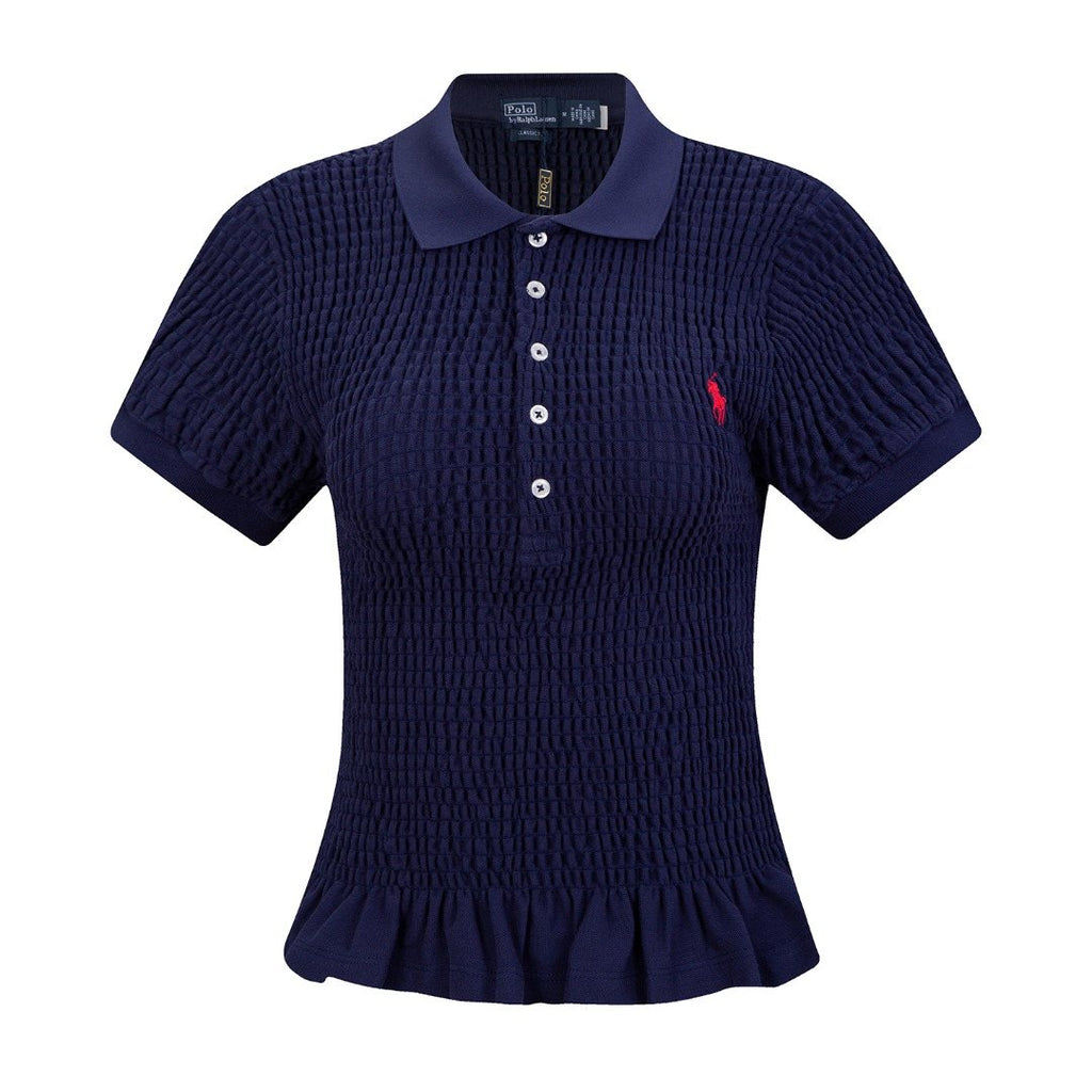 Test2-Ralph Lauren Ruffled-Hem Piqu¨¦ Polo Top ¡ª back