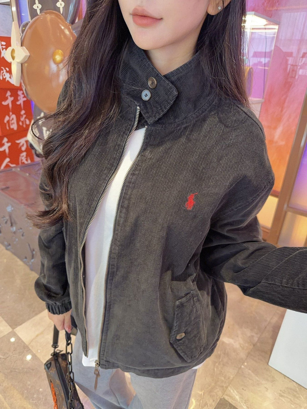 Test2-Ralph Lauren Black Cotton Embroidered Emblem Zip-Front Jacket ¡ª detail