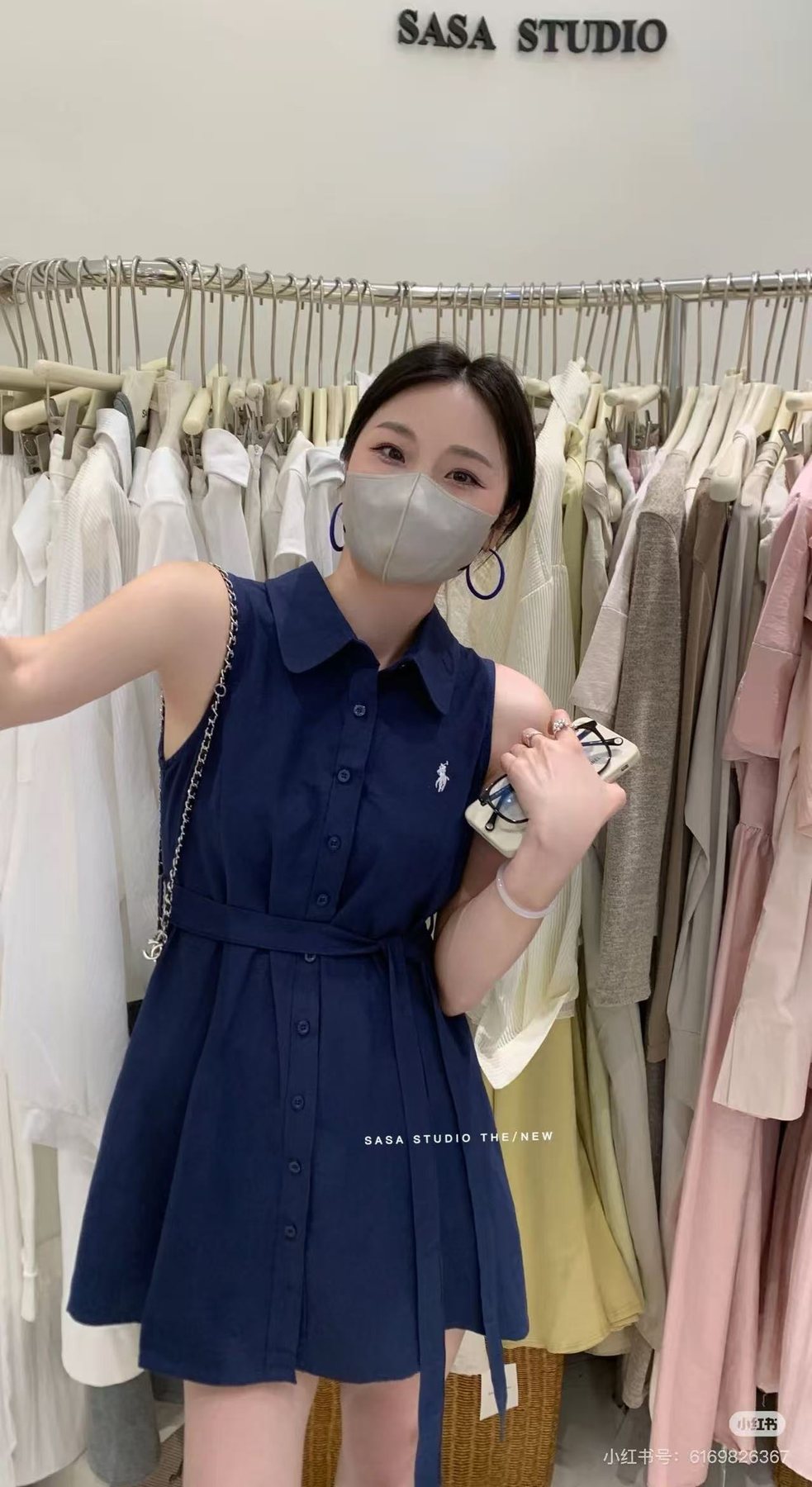 Test2-Ralph Lauren Belted Sleeveless Shirt Dress ¡ª model