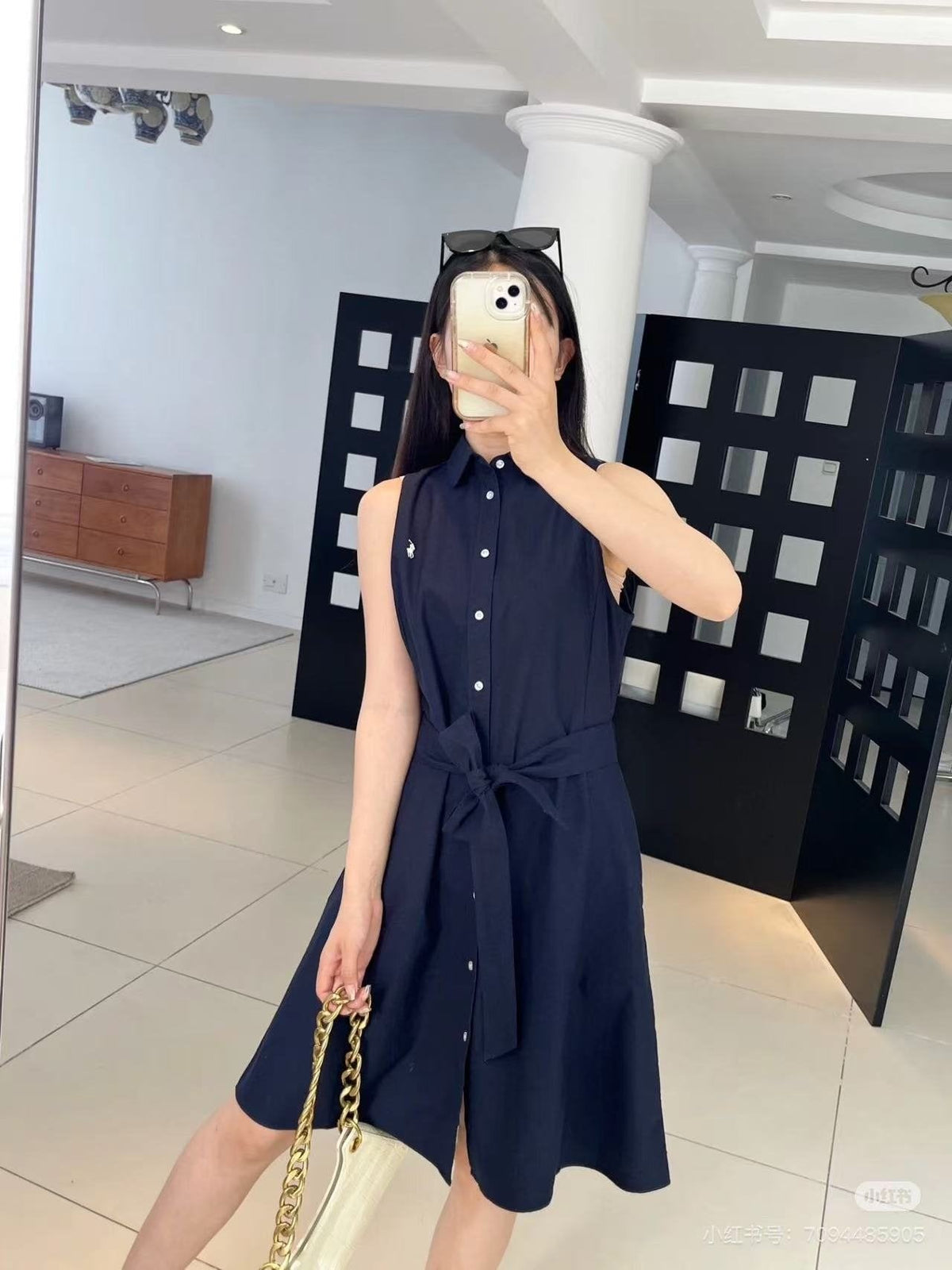 Test2-Ralph Lauren Belted Sleeveless Shirt Dress ¡ª model