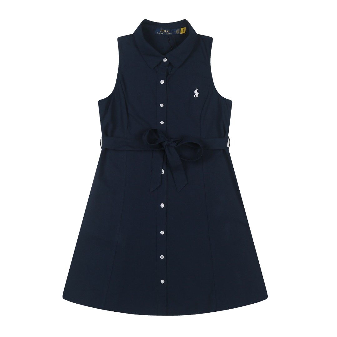 Test2-Ralph Lauren Belted Sleeveless Shirt Dress ¡ª front